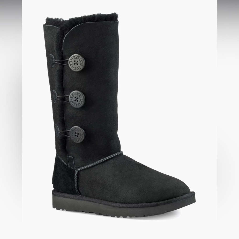 UGG Bailey Button Triplet Sheepskin-Lined Suede Boots